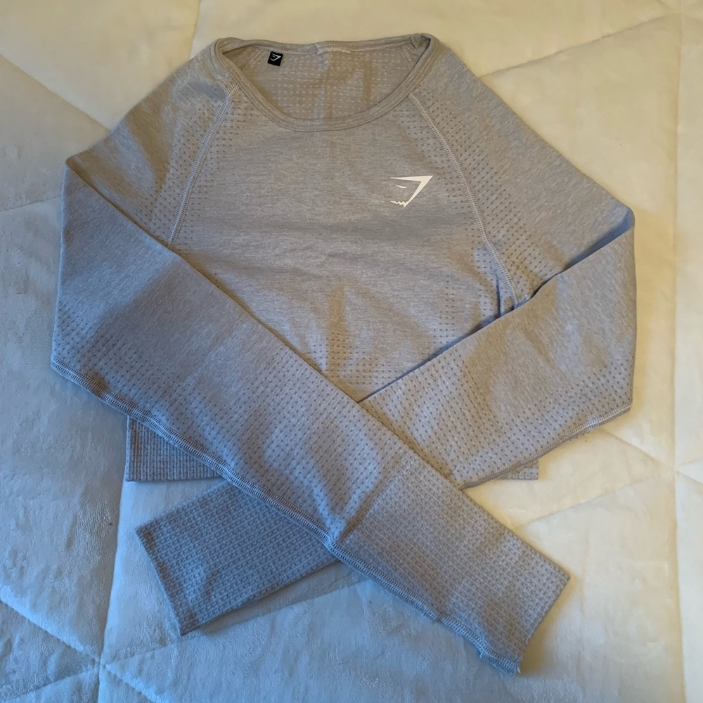 Gymshark Vital Seamless Long Sleeve Crop Top - Light Grey Marl